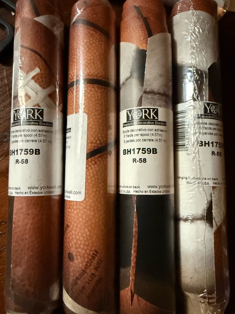 4 Rolls York Wallcoverings Play Ball Sports Wallpaper Border BH1759B Prepasted
